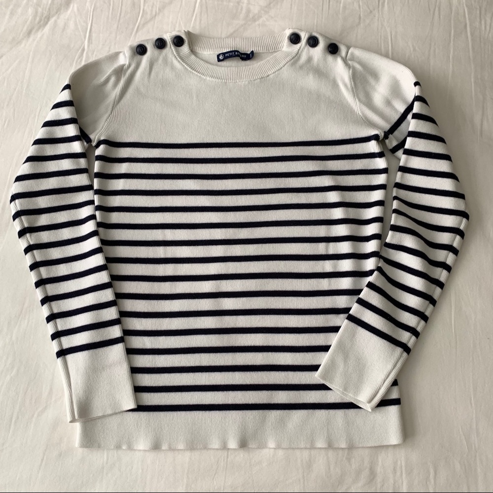 Petit Bateau striped sweater XXS white/navy